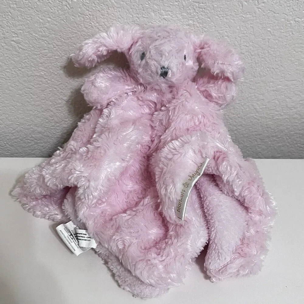 Blankets & Beyond Pink Puppy Dog Security Blanket Lovey Rosette Swirl Lovie